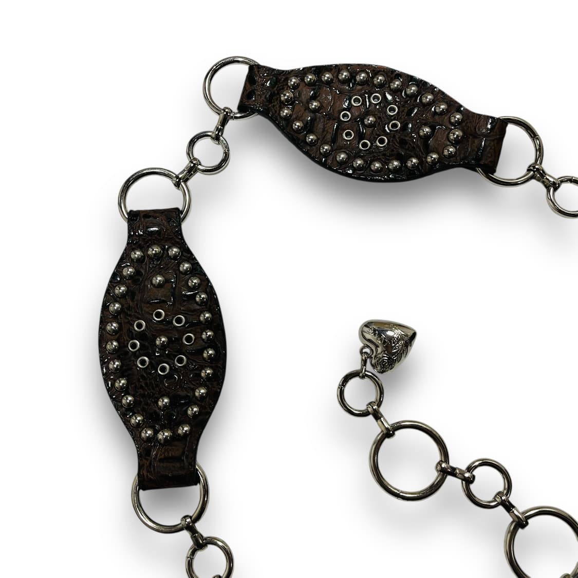 Western Leaf Stud Brown Vintage Belt 상품이미지3