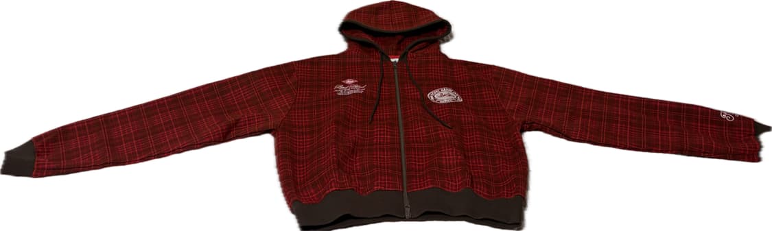 배드블러드 클래식 체크 후드 집업S - 레드 상품이미지5