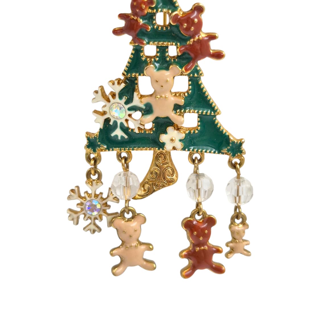 80s 미국 에이본 크리스마스 트리 베어 브로치 상품이미지4