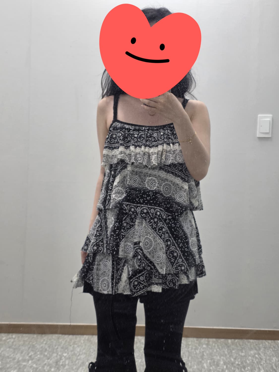 일본빈티지)오리엔탈 에스닉 프릴 캉캉 페이즐리 자수 모리걸 메쉬슬리브리스 상품이미지1