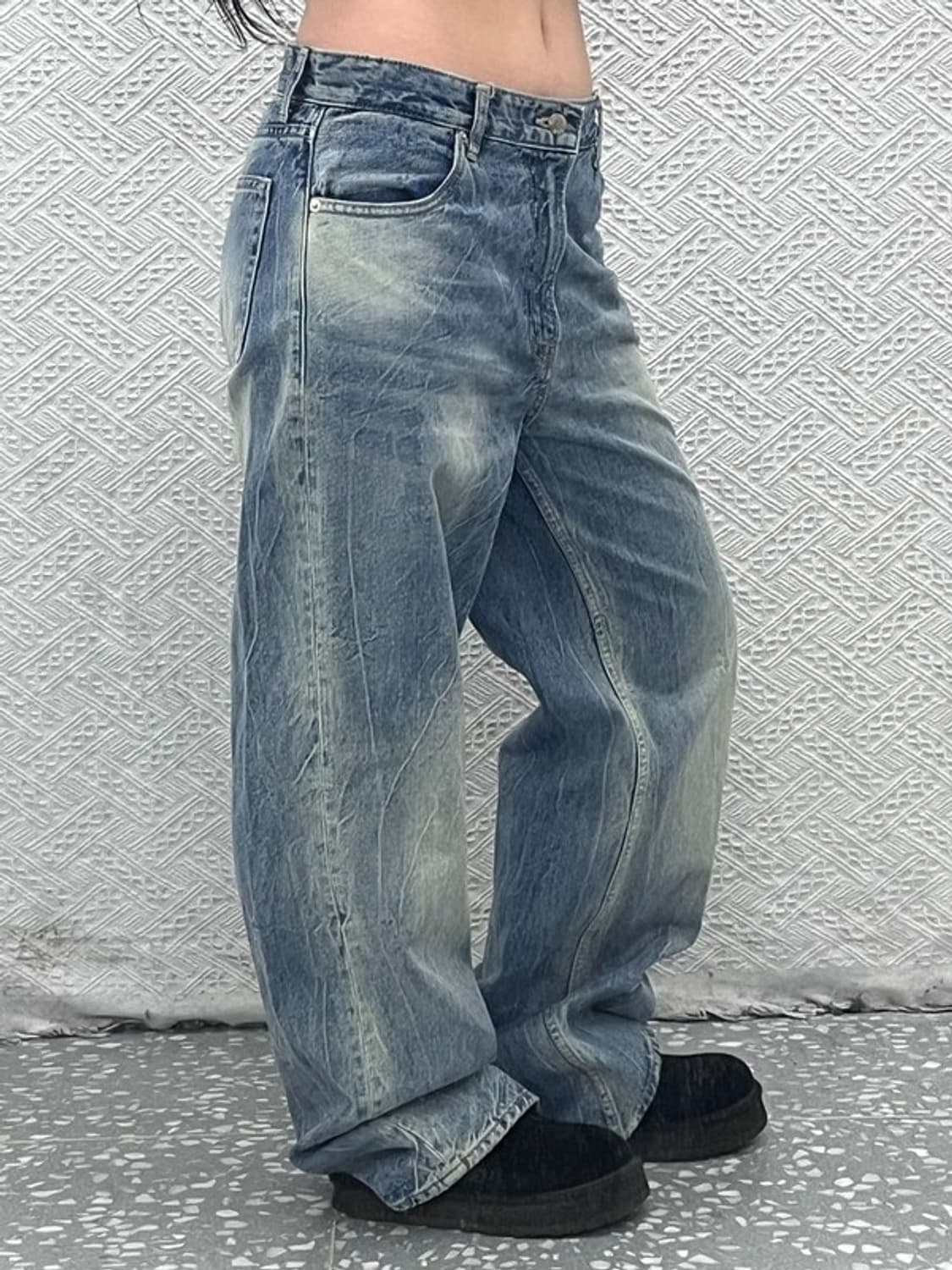 모드나인 빈티지 드레이프 워싱 데님 팬츠 30인치 C07071 상품이미지2