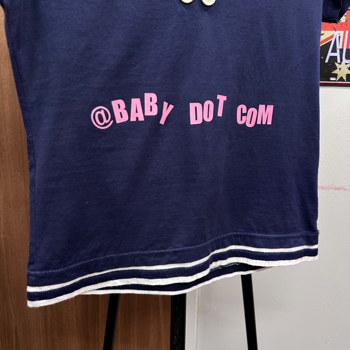 Navy Button Detail Baby Fit Crop Top 상품이미지5
