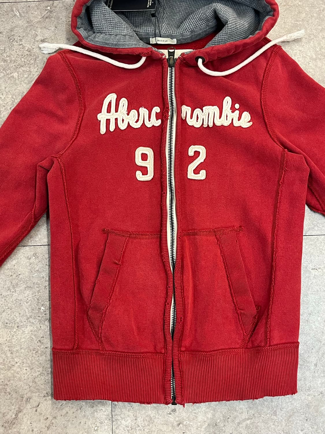 아베크롬비 기모 후드집업 레드 S #csz2771 상품이미지6