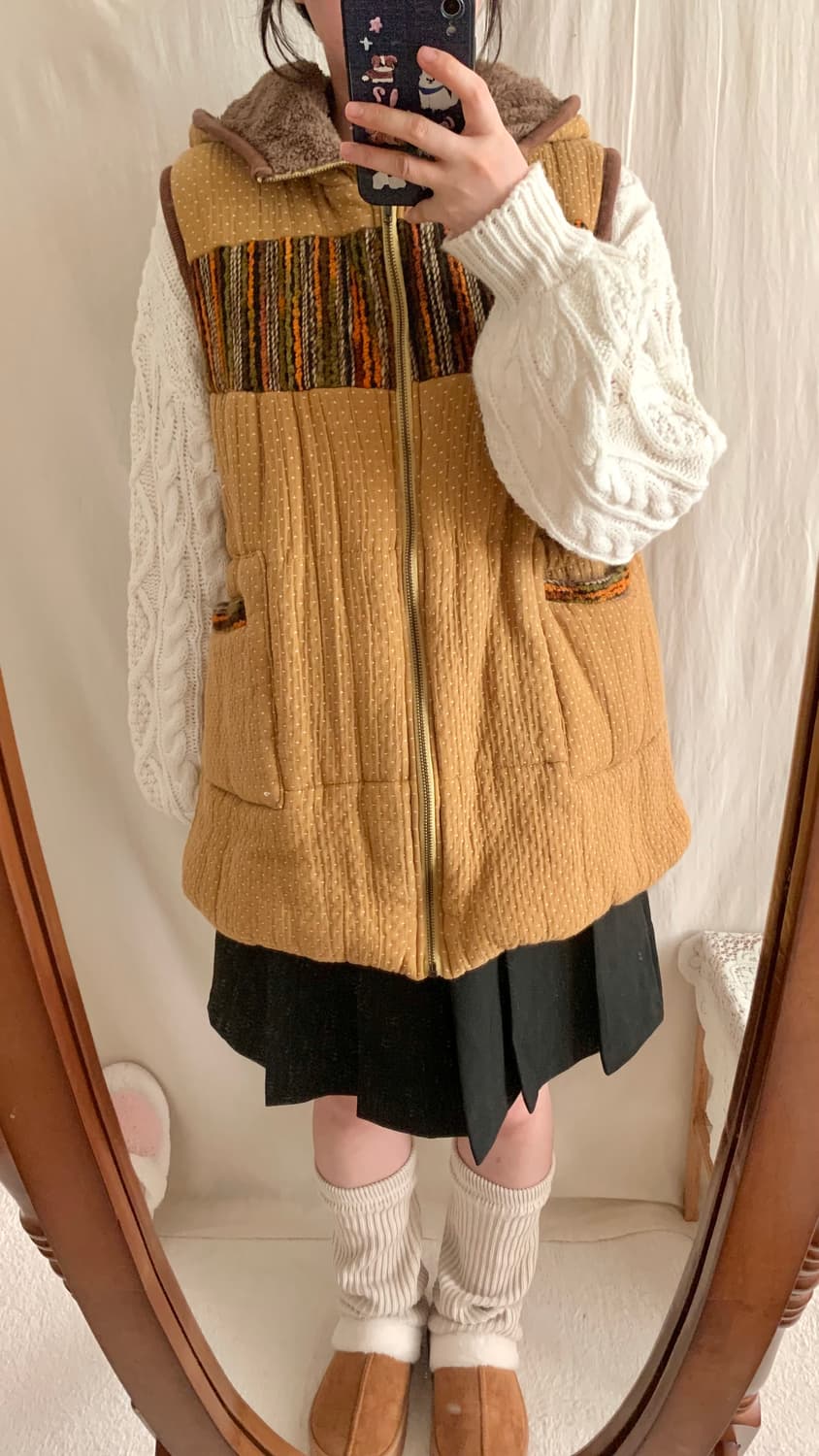 히피 도트 패딩 베스트 상품이미지4