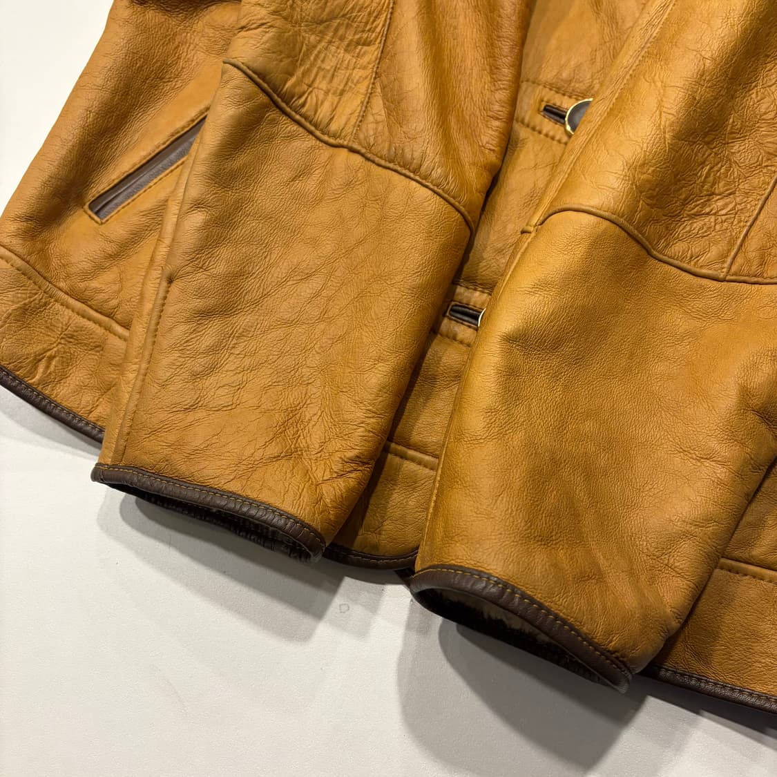 [L] ARIES SLINK SKIN 양가죽 레더 자켓 브라운 D97 상품이미지6