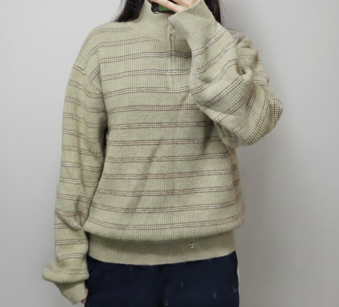 말차 초코맛 반집업 니트/초코나무숲 말차코어/말차라떼 상품이미지1