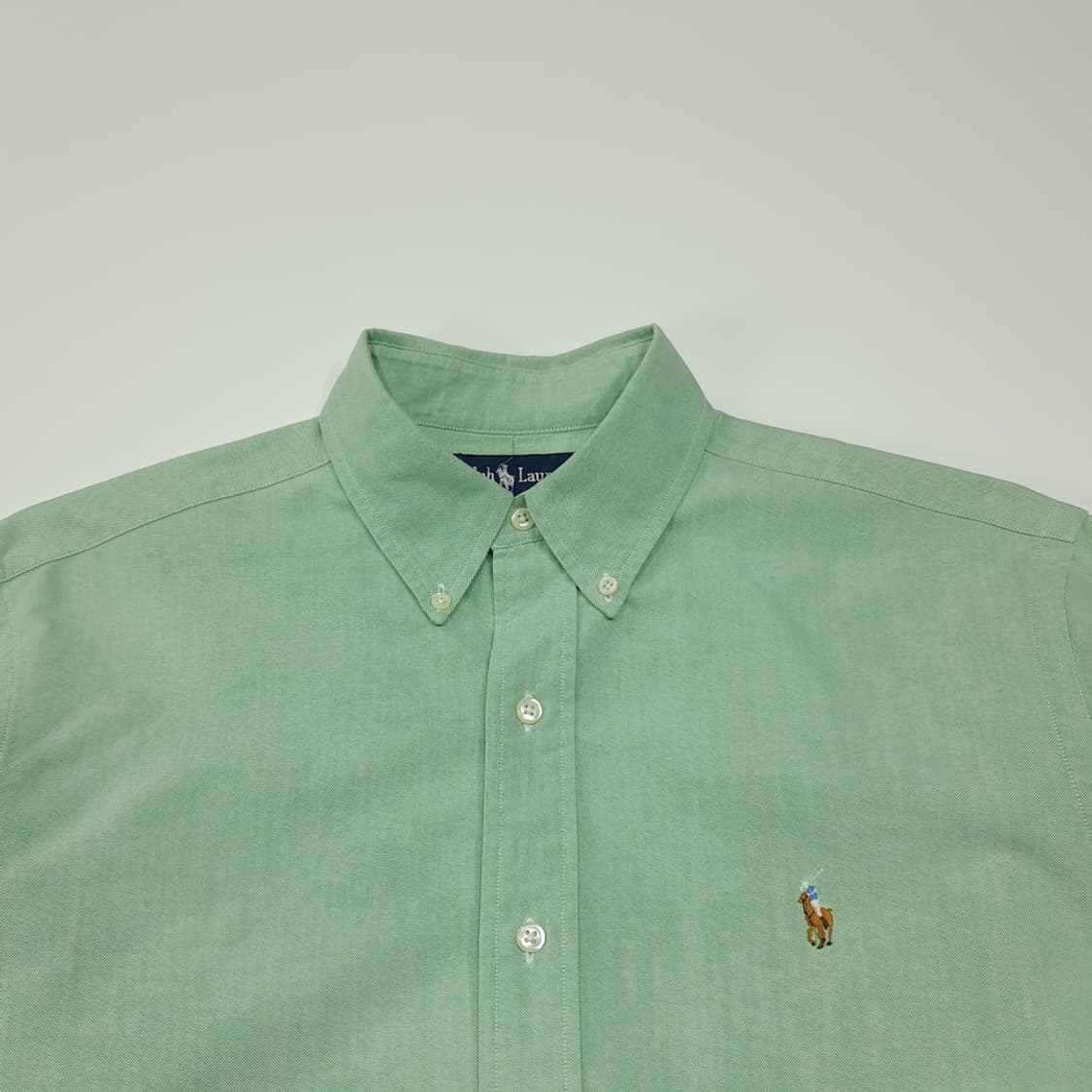 CL535 XL 폴로 90s 코튼 멀티포니 애플그린 셔츠 남방 상품이미지2
