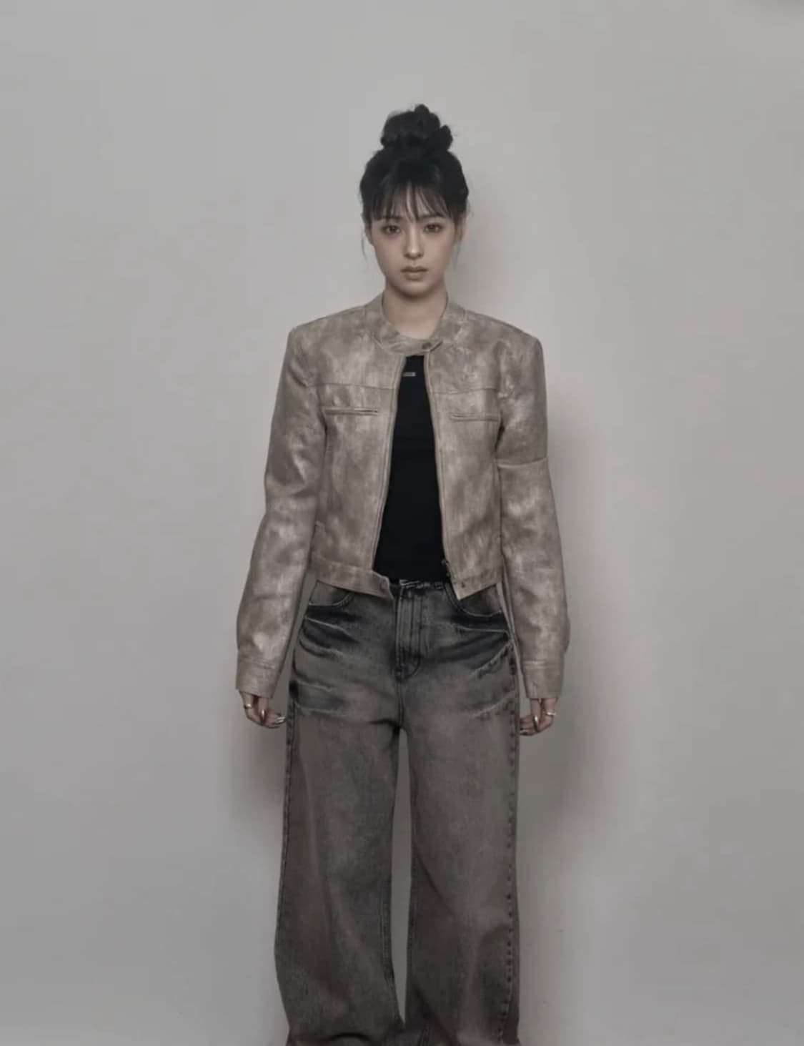 카키포인트 레이싱 레더 자켓  상품이미지2