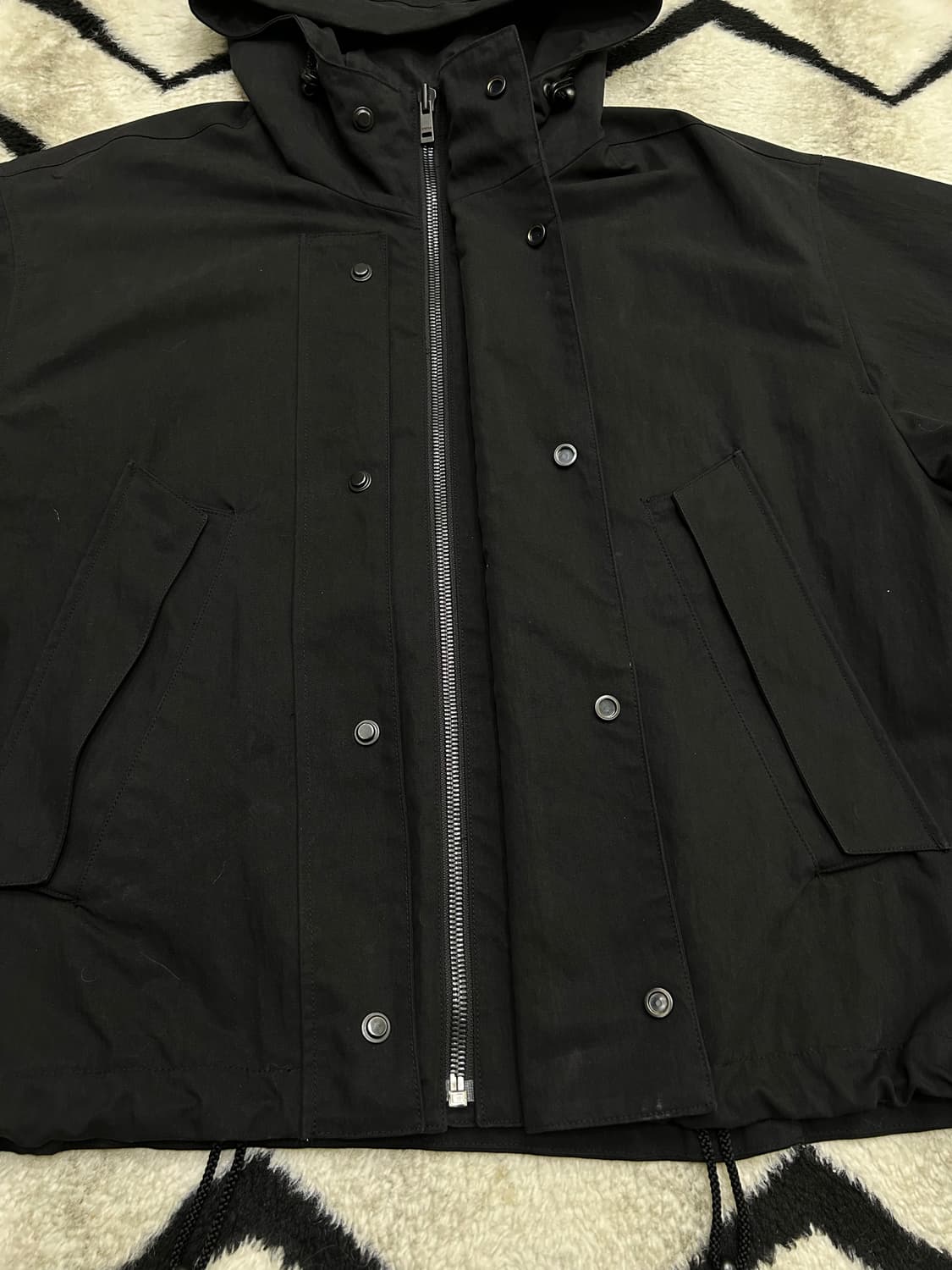 [L]시스템옴므 오버핏 숏 후드 자켓/블랙 상품이미지5