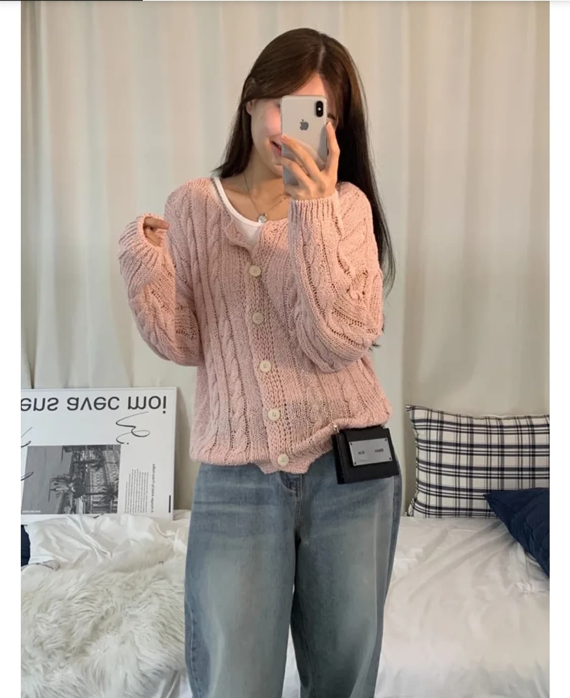 아쿠비클럽 happy two way 가디건 핑크 상품이미지2