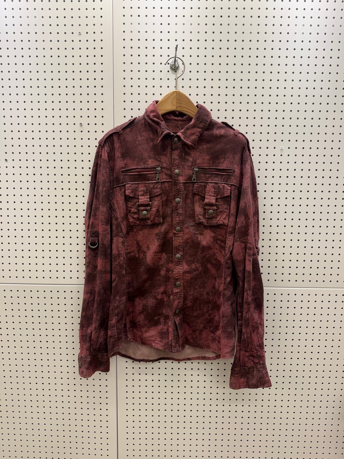 빈티지 버건디 워시드 밀리터리 셔츠 자켓 U313 상품이미지2