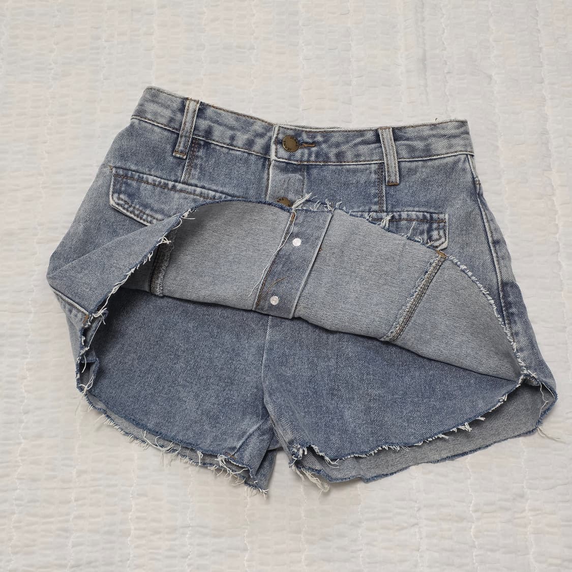 빈티지 앞버튼 데님 미니페이크청치마바지 상품이미지2