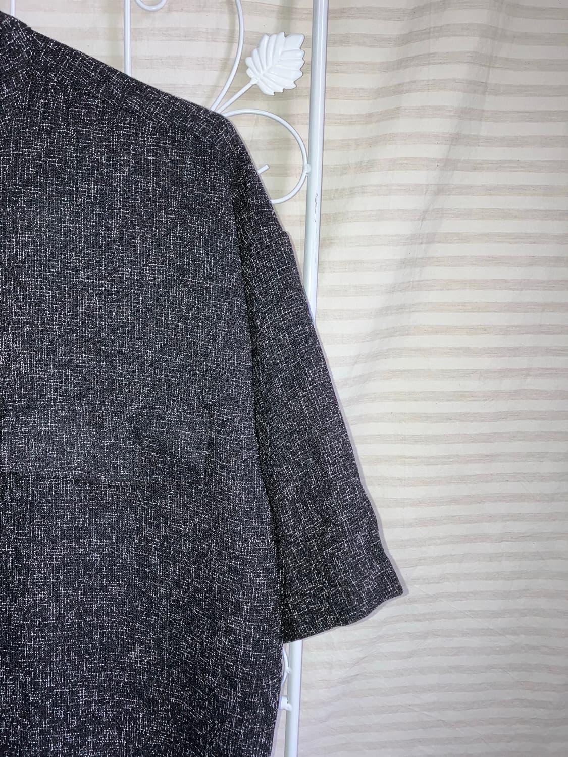 빈티지 블랙 트위드 반팔 셔츠 y2k 스트릿 갸루 펑키469 상품이미지4