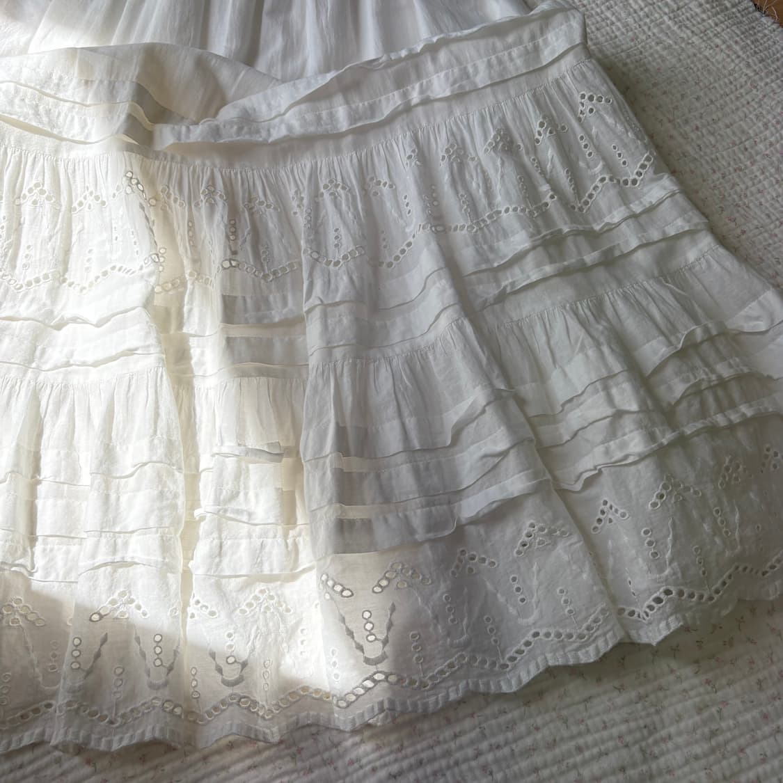 JPN/ 화이트 펀칭 레이스 롱 스커트 화이트롱스커트 모리걸롱스커트  상품이미지5