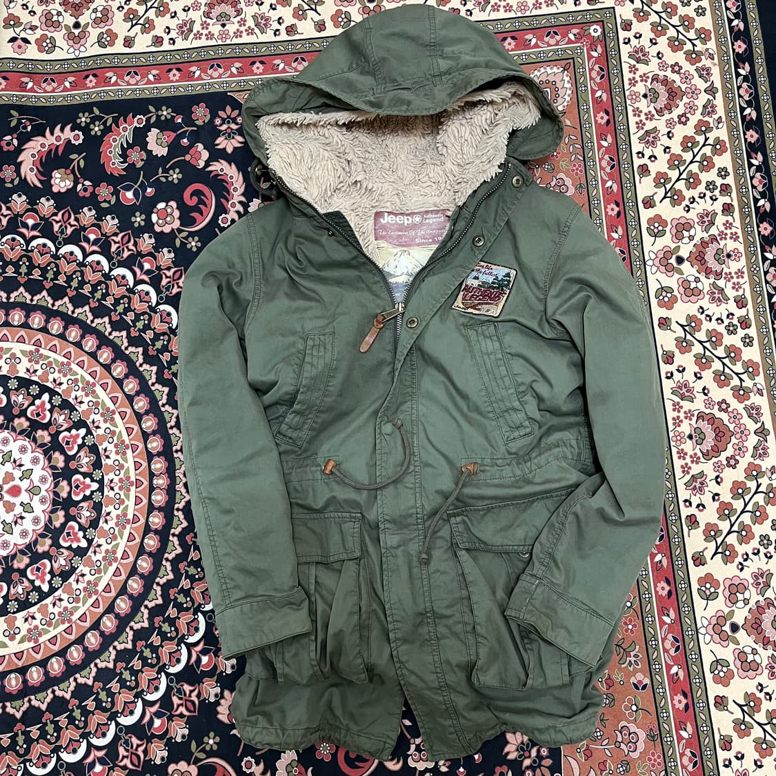 지프 와펜 포인트 퍼안감 후드 야상 점퍼 FREE 상품이미지2