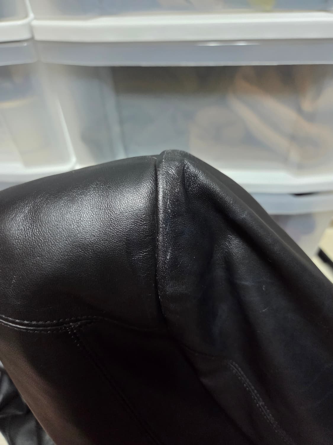 블랙 레더 블레이저 XL 상품이미지4