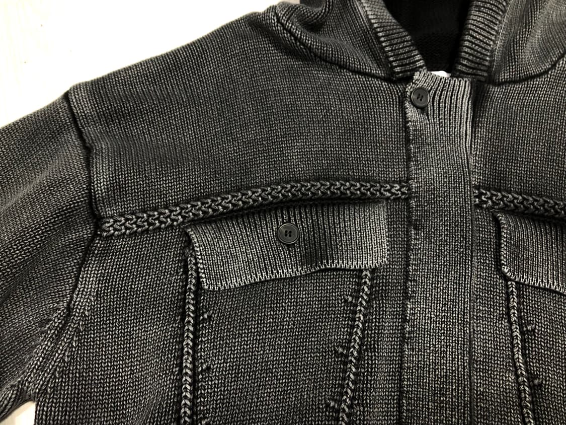 (미사용) 남녀공용 피그먼트 스톤 워싱 니트 후드 집업 _ 블랙 Free 상품이미지2