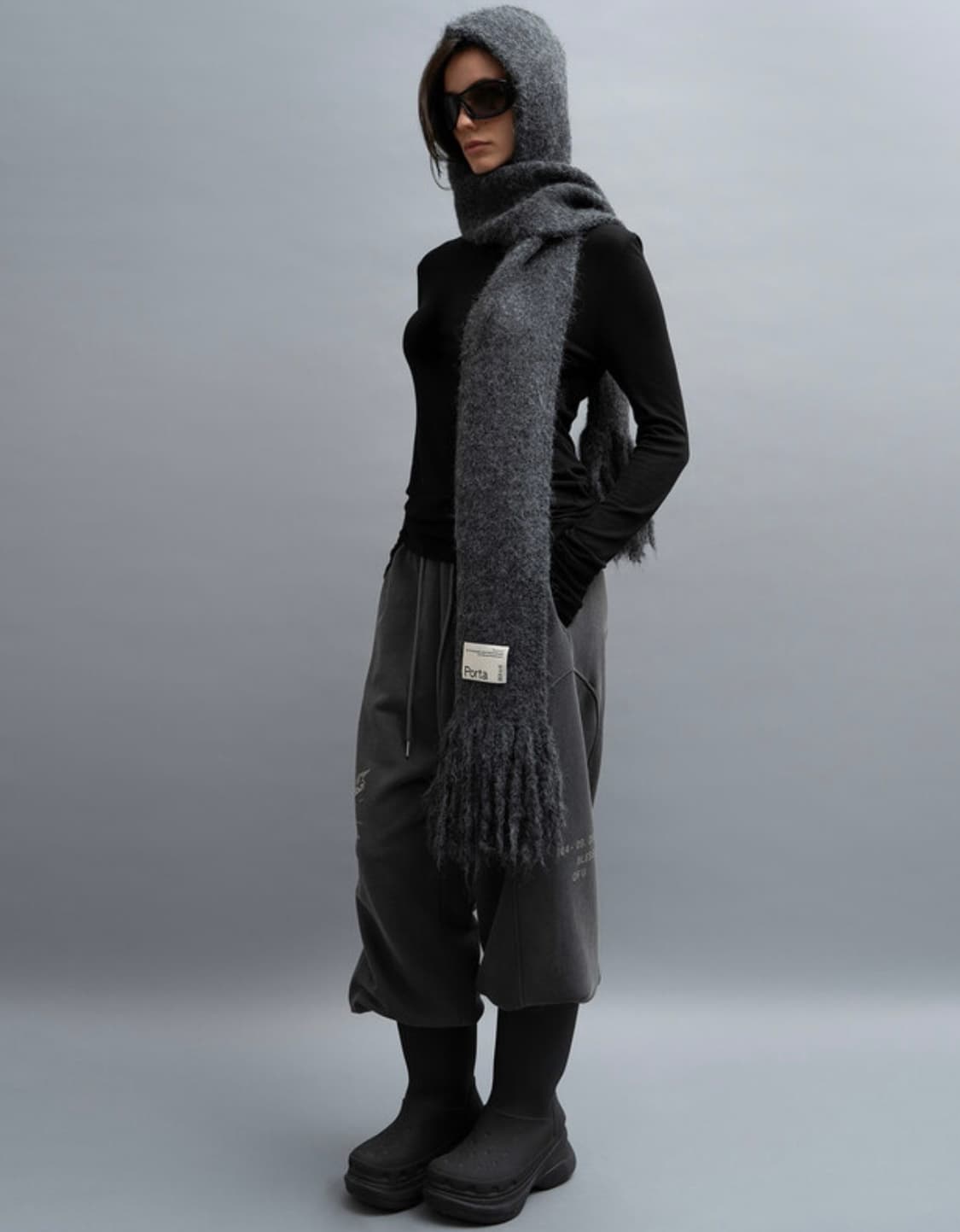 THE PORTA 더포르타 포르타 로고 라벨 후드 머플러 상품이미지6