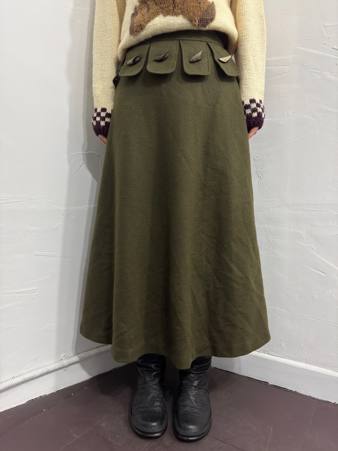 duffle design long skirt 상품이미지4