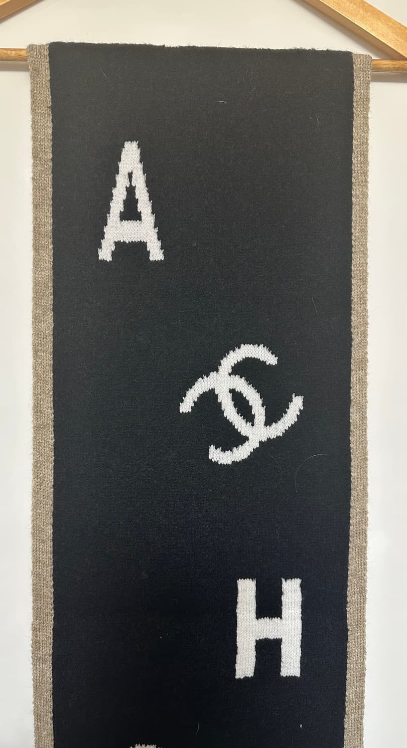 샤넬 블랙 로고 머플러 캐시미어목도리남여공용 상품이미지4