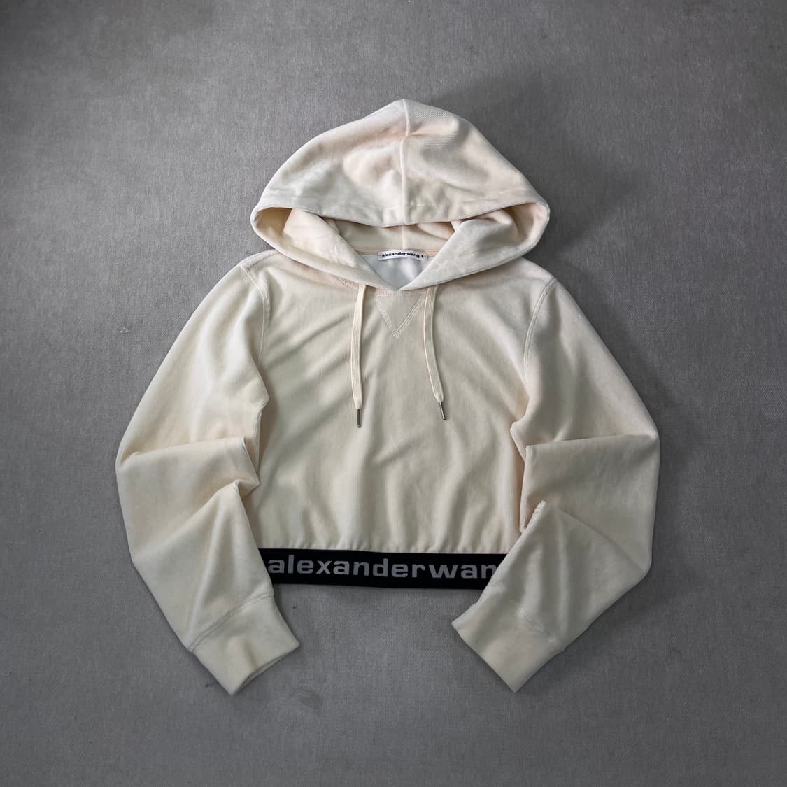 W95 알렉산더왕 로고 웨이스트밴드 코듀로이 크롭 후드티 상품이미지1