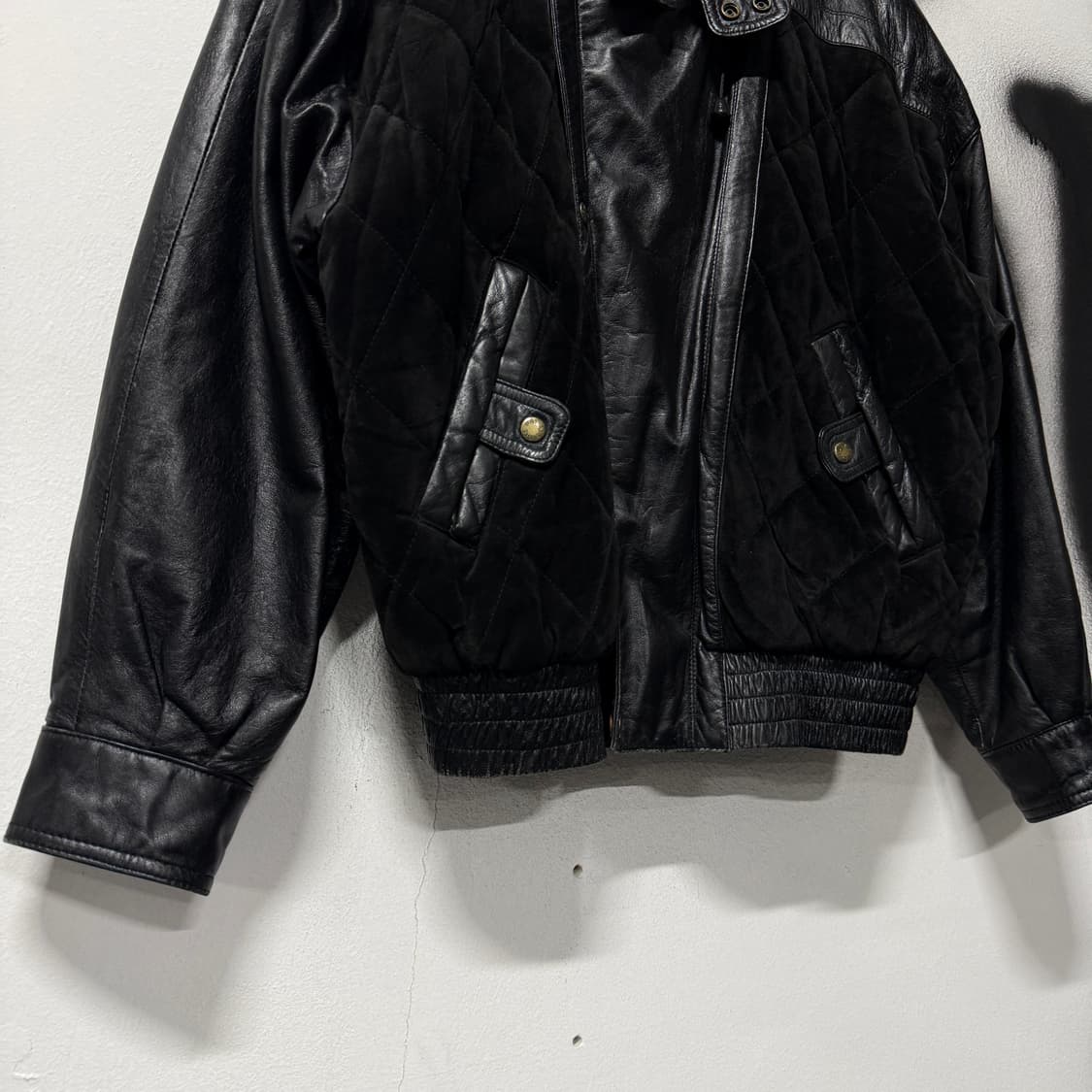 VTG 빈티지 100% 쉽스킨 퀼팅 디테일 양가죽 블루종 자켓 상품이미지4