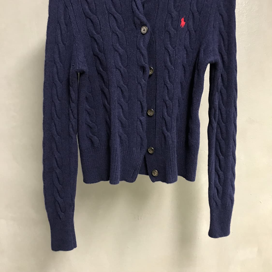 폴로 랄프로렌 QR 케이블 니트 가디건 네이비 M(W) 상품이미지3