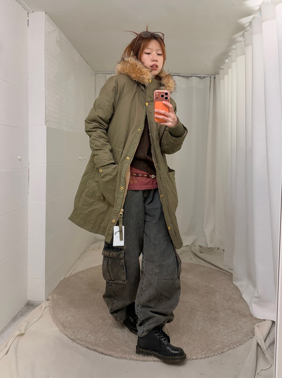 빈티지 카키 퍼 안감 야상 자켓 상품이미지3