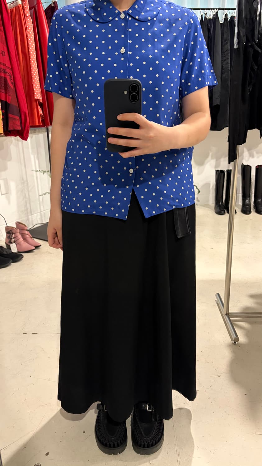 Polka Dot Round Collar Blouse 상품이미지2