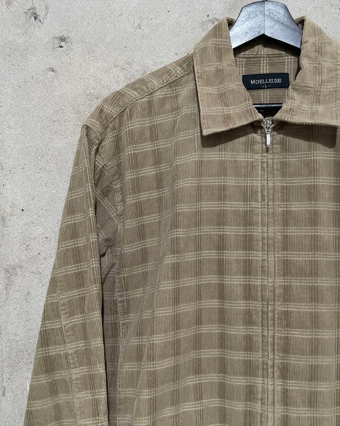 moelleuse 베이지 코듀로이 체크 집업 자켓 상품이미지2