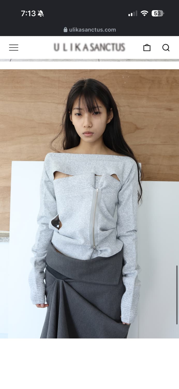 Zip knit tube top (light grey) 상품이미지2