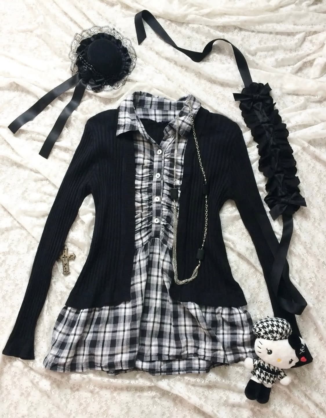 빈티지 레이어드체크가디건 상품이미지2