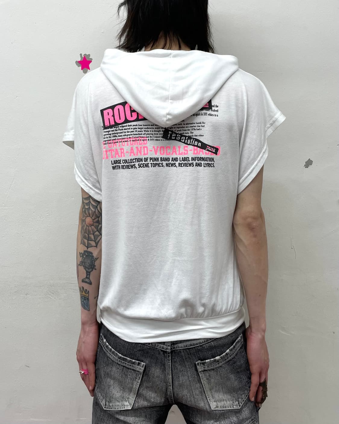 Retro Pink American Flag Hooded T-Shirt 상품이미지2