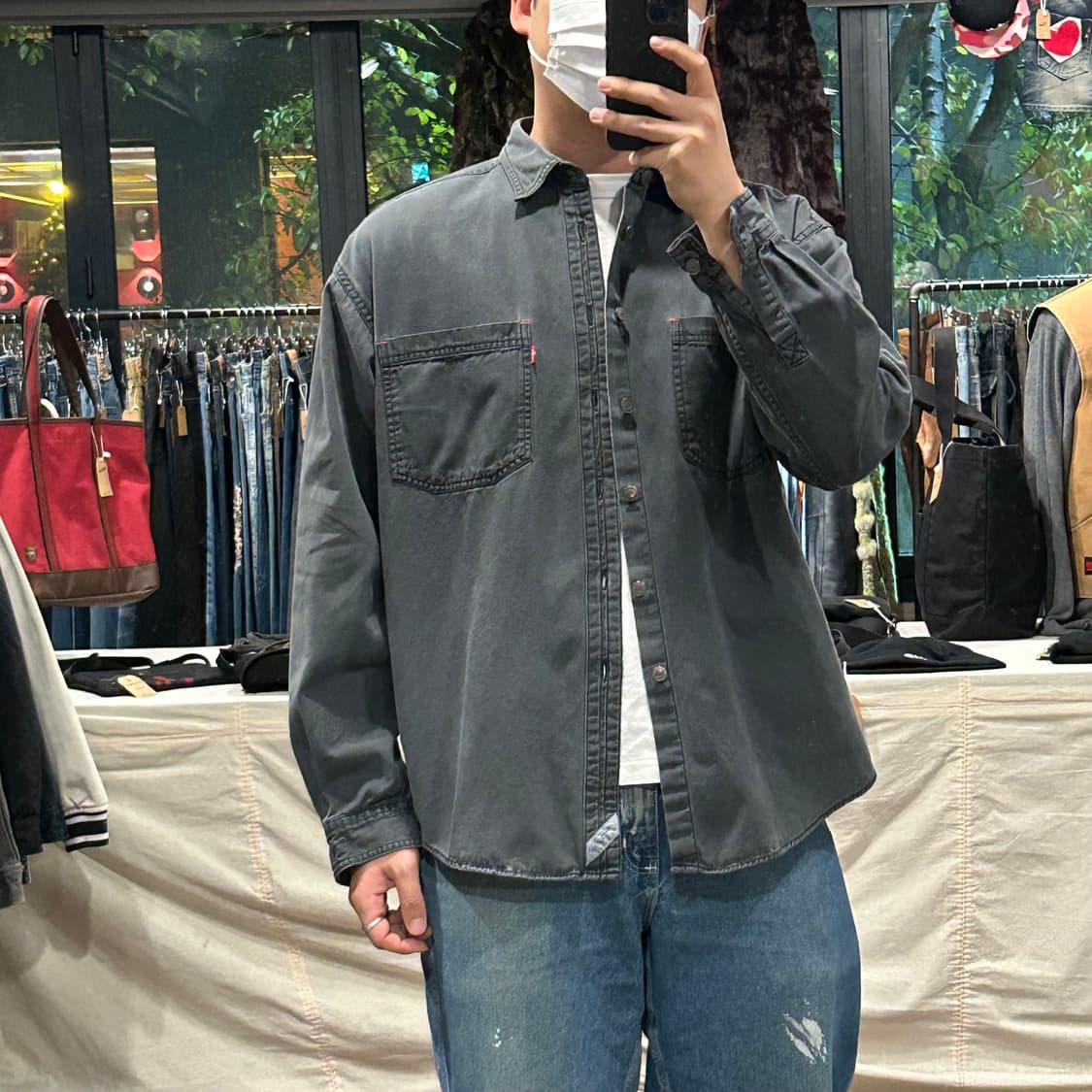 L) 리바이스 흑청 투포켓 워크 데님 셔츠 자켓 T버튼 타입 상품이미지9