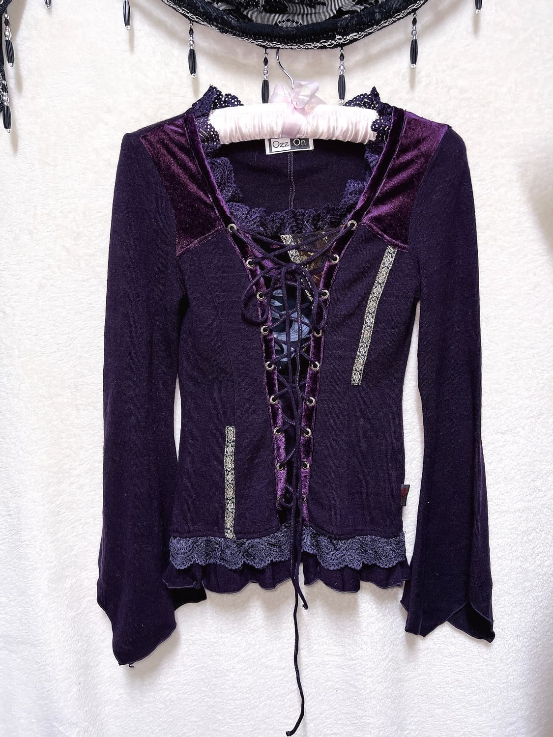 오즈온 ozzon 오리엔탈 고스펑크 중티 레이스업 코르셋 니트 핀터 고딕 상품이미지10