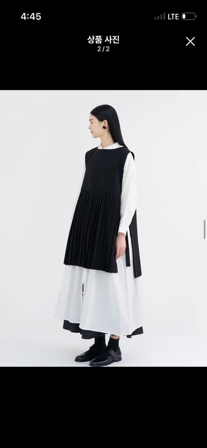 유노이아 플리츠 랩 롱 베스트 블랙 상품이미지2