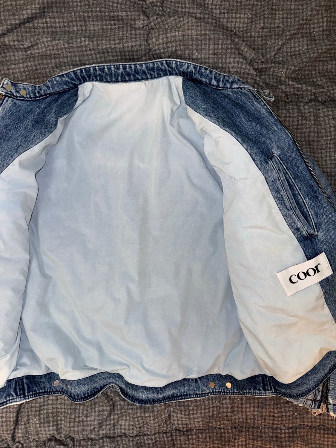 [M] 쿠어 페이딩 패디드 바이커 데님 점퍼 상품이미지4