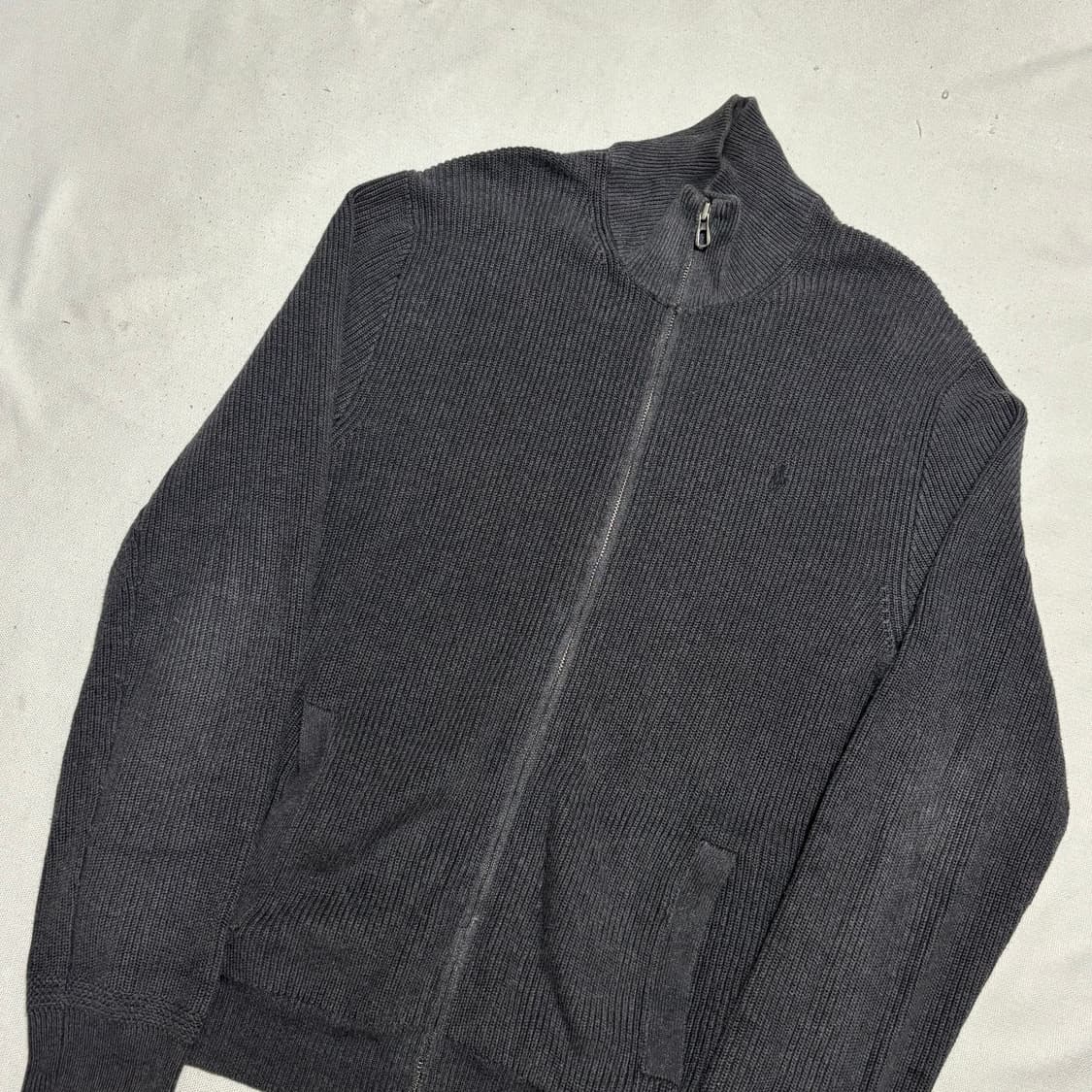 M 폴로랄프로렌 블랙 포니 챠콜 니트 집업 상품이미지1