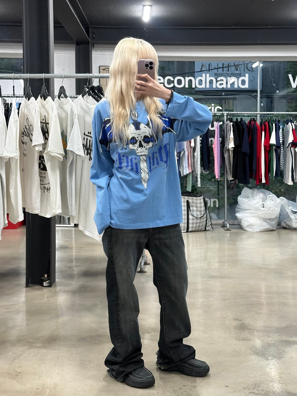 팔라스 25FW 윙스팬 롱슬리브 오션 블루 긴팔티 상품이미지2