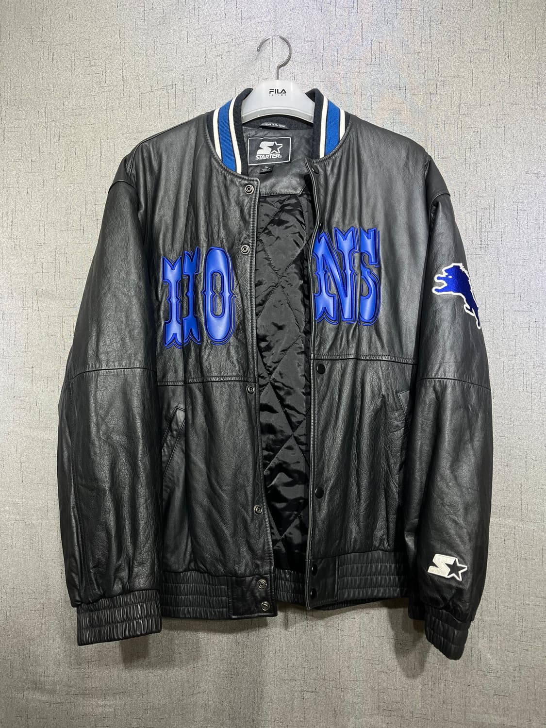 90s 빈티지 스타터 디트로이트 라이언즈 소가죽 바시티 자켓 상품이미지3