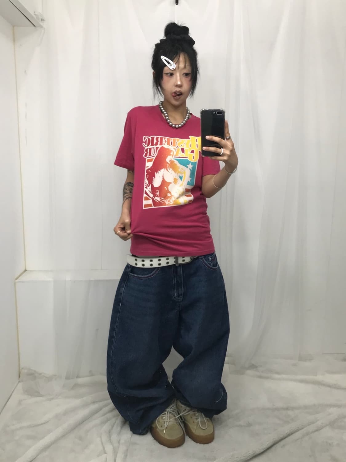 < Hysteric Glamour His girl Pink T-shirt 상품이미지4