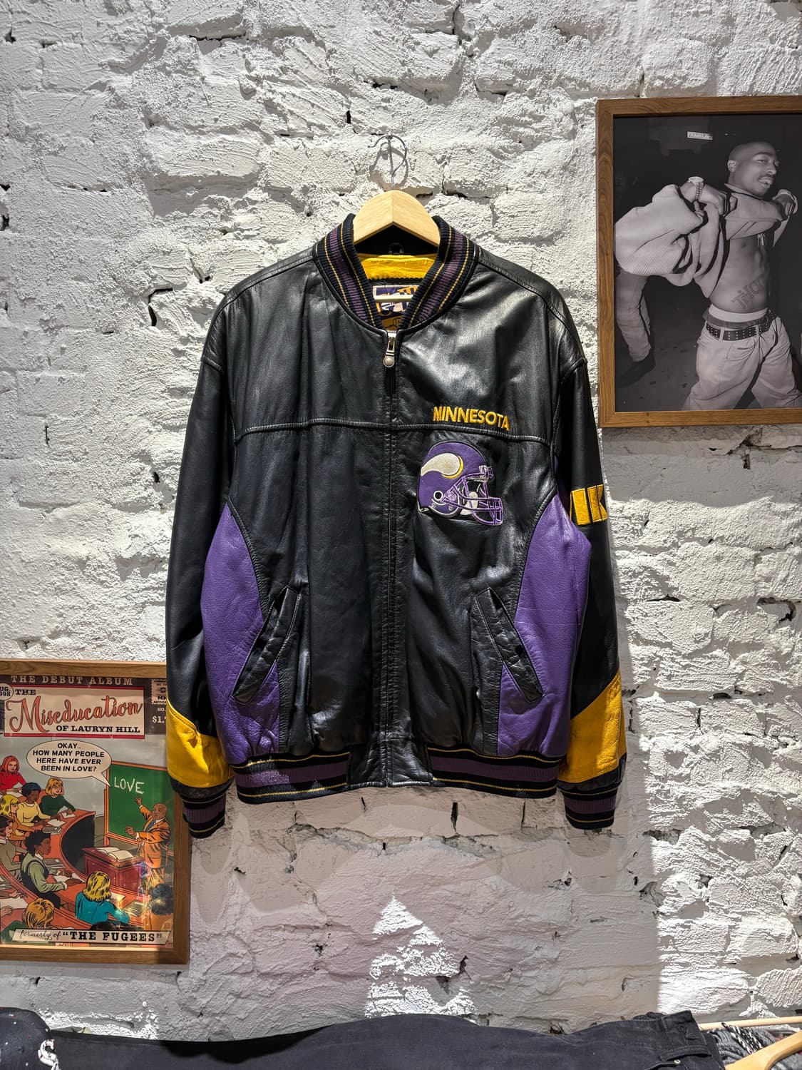 G-III NFL 미네소타 바이킹스 가죽 바시티 자켓 상품이미지2