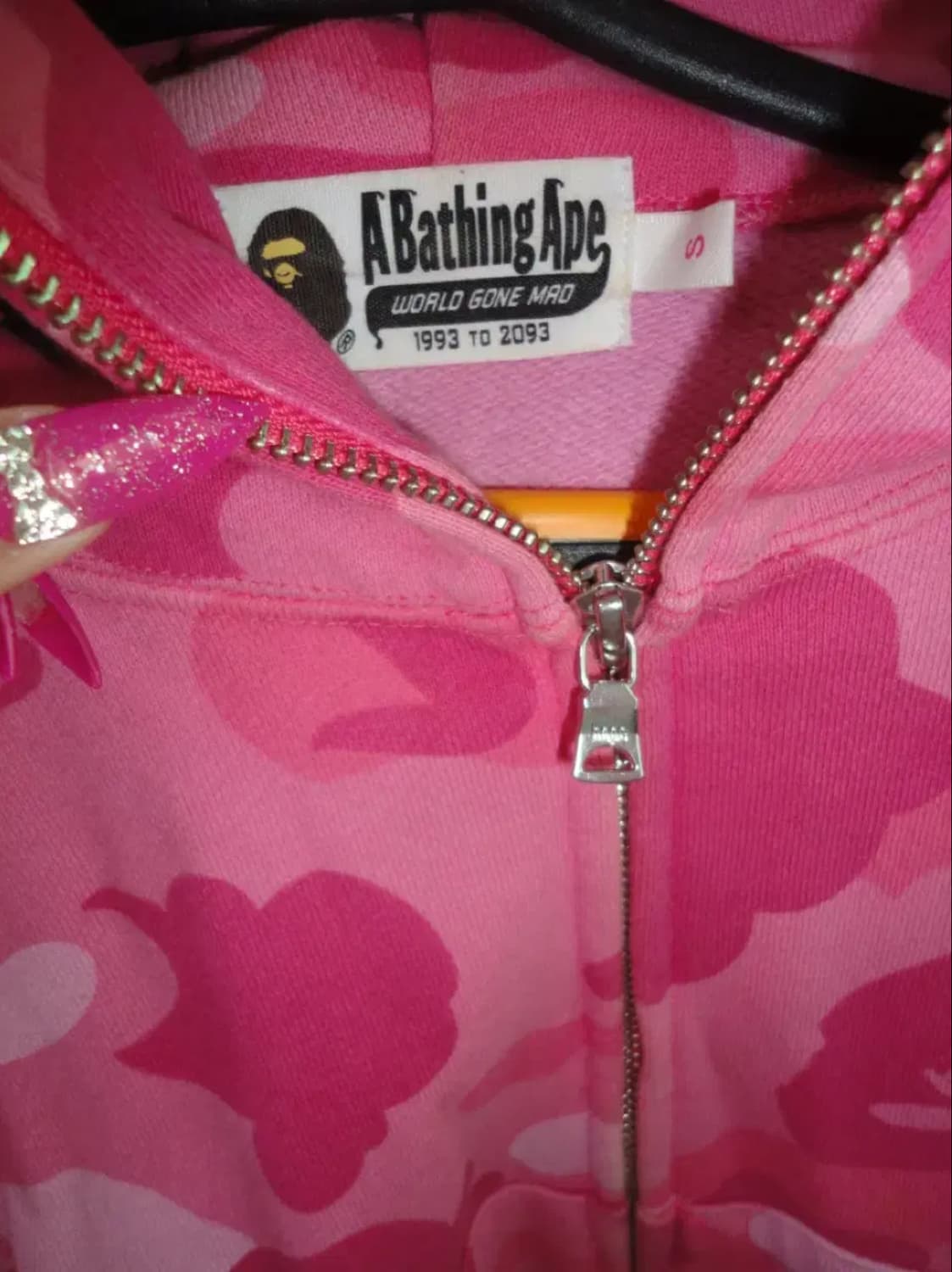 베이프 갸루 핑크 후드 크롭 유일매물 상품이미지2