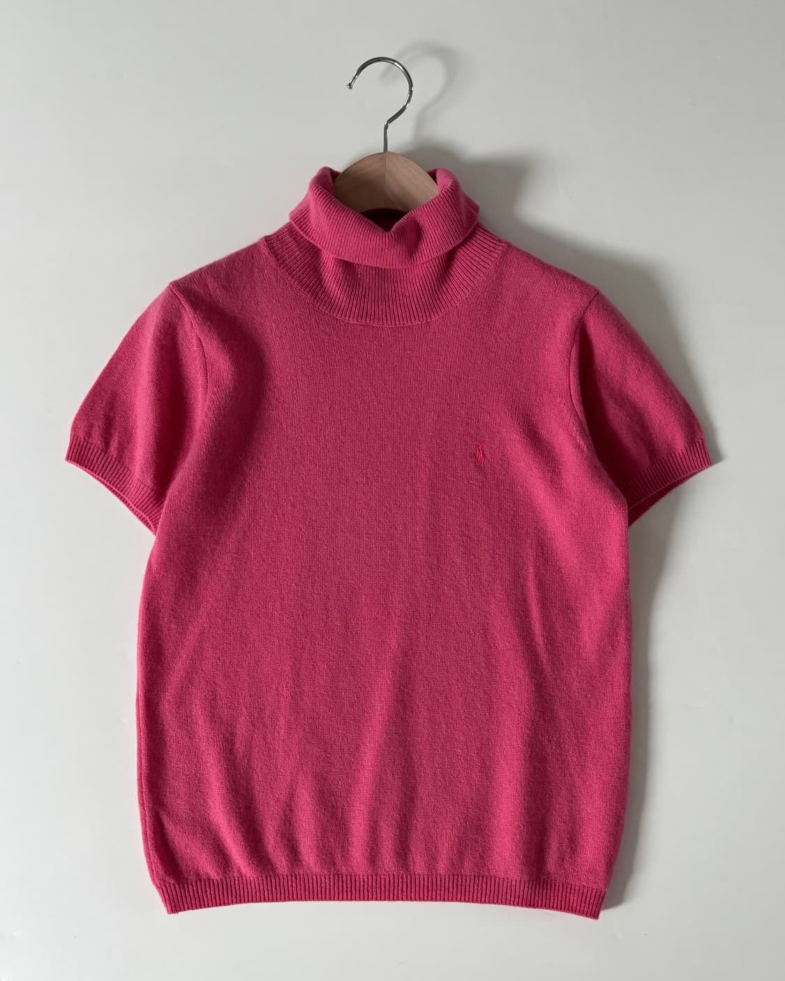 Polo 랄프로렌 캐시미어100 핑크컬러 터틀넥 반팔니트 상품이미지1