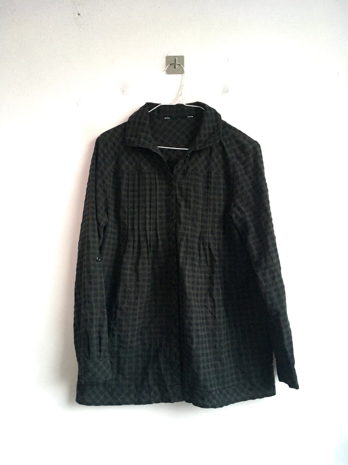 jpn vintage 모리 그린 체크 셔츠  상품이미지5