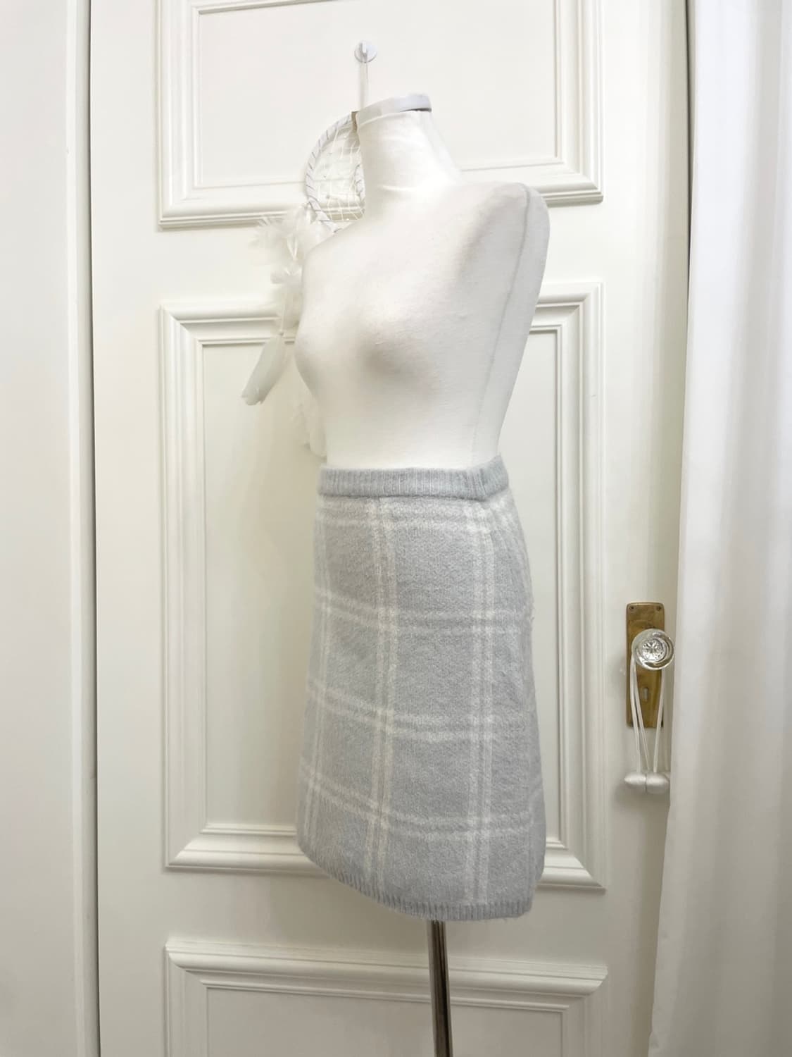 CECIL MCBEE sky blue check banding knit 상품이미지2