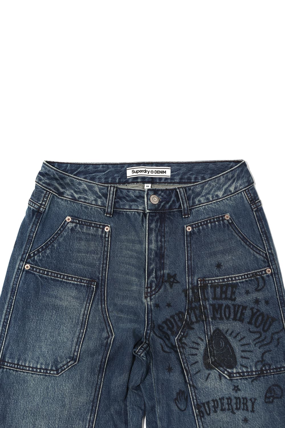 SUPERDRY 더블니 워싱 프린팅 팬츠 size 26/30 상품이미지3