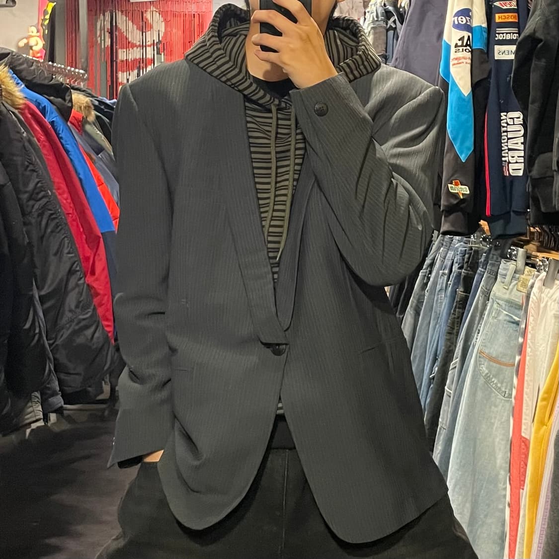 [IM] GIANNI VERSACE 베르사체 다크 그레이 스트라이프 정장 상품이미지2