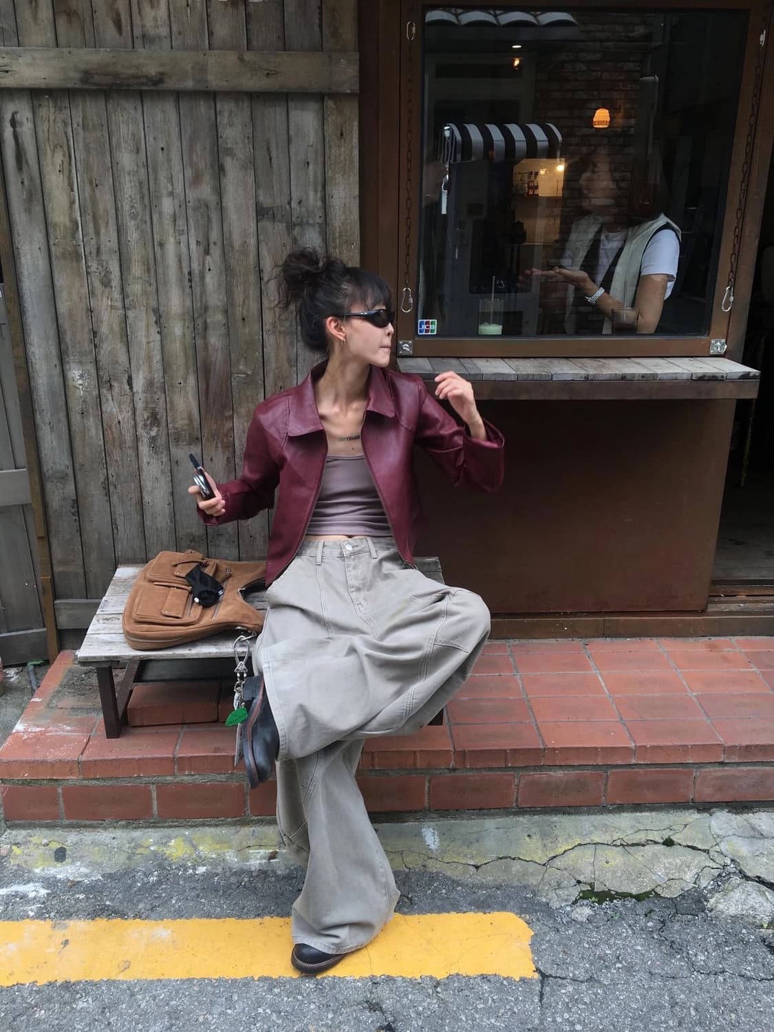 ik leather jacket burgundy 상품이미지3