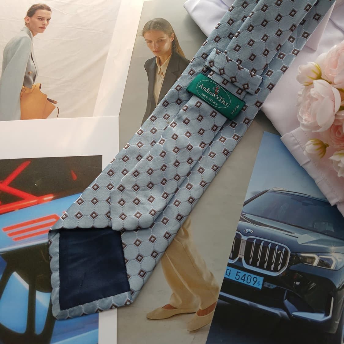 앤드류스타이 실크 스카이블루 자카드 넥타이 9.6cm A등급 A18698 상품이미지4